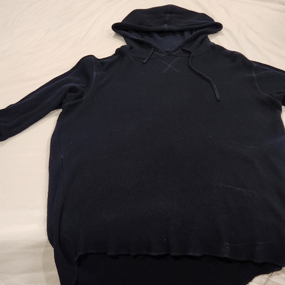 Zara Dark Blue Thermo Knit Hoodie. Sleeve Stops Above Elbow Size L